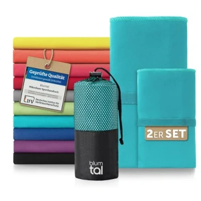 Abbildung von Blumtal Sporthandtuch Mikrofaser Handtücher Set, (2 St), Ultra leicht, kompakt &amp; schnelltrocknend