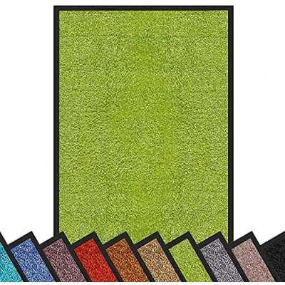 Abbildung von etm Hochwertige Fußmatte schadstoffgeprüft bewährte Eingangsmatte in Gewerbe &amp; Haushalt Schmutzfangmatte mit Top Reinigungswirkung Sauberlaufmatte waschbar rutschfest (90x150 cm, Grün)