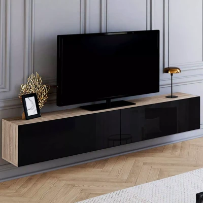 Abbildung von IDMarket TV Schrank Elio 180 cm, 2 Türen, Holz und Schwarz