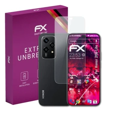 Abbildung von atFoliX Glasfolie kompatibel mit Honor 200 Lite Panzerfolie, 9H Hybrid Glass FX Schutzpanzer Folie