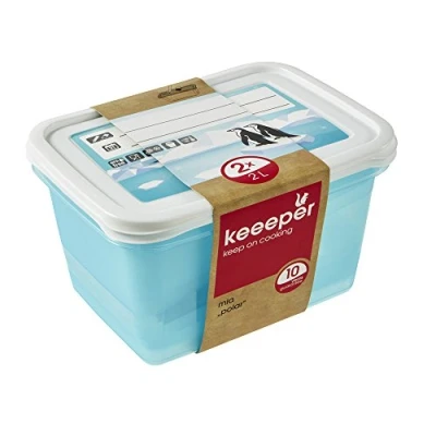 Abbildung von keeeper Tiefkühldosenset 2 teilig, Wiederbeschreibbarer Deckel, x l, 20,5 15,5 10,5 cm, Mia Polar, Eisblau Transparent