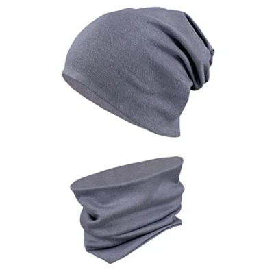 Abbildung von TupTam Kinder Mütze/Beanie und Schlauch Schal Set aus Jersey Rippstoff, Farbe: Dunkelgrau, Größe: 44 52