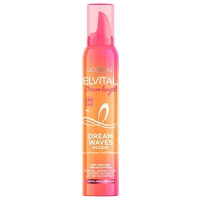 Abbildung von L&#039;Oréal Paris Elvital Schaumfestiger für Locken und Wellen, Pflegender Haarschaum langes, gewelltes Haar, 24h Duft, Mit Vitaminen Rizinusöl, Dream Waves Mousse, 1 x 200 ml