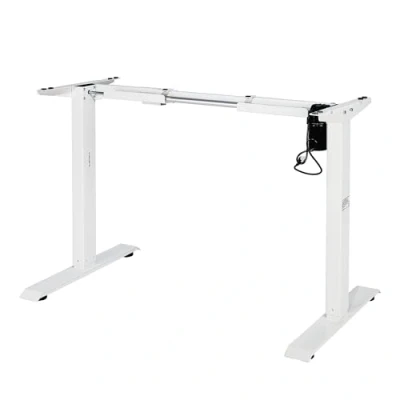Abbildung von Iris Ohyama, Steh Sitz Schreibtisch, Ergonomischer höhenverstellbarer Schreibtischrahmen, Ohne Tischplatte, Anpassungsknöpfe, Kollisionsfreie Füße, Büro, Zuhause HADFRW Weiß