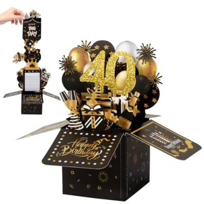 Abbildung von BOFUNX Geburtstag Karte zum 40. Pop up 3D Happy Birthday Grußkarte Geburtstagskarte Kreative Geburtstagsgeschenk für Familie und Freunden