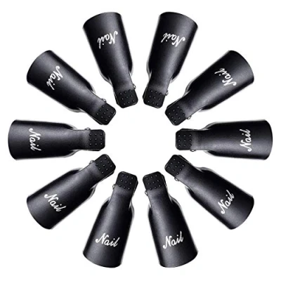Abbildung von IME Nagellackentferner Clips Set, Nails Art Gel Cap Einweichen Clip UV Maniküre Tränken Weg Nagel Polish Entferner Wrap Tool Schwarz 10 Stk