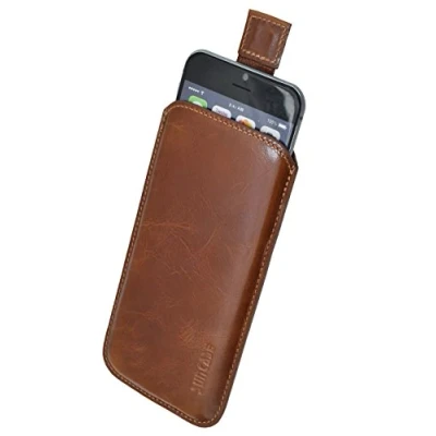 Abbildung von Suncase Huawei Mate 10 PRO *Ultra Slim* Original Leder Etui Tasche Handytasche Ledertasche Schutzhülle Case Hülle (mit Rückzuglasche) Cognac