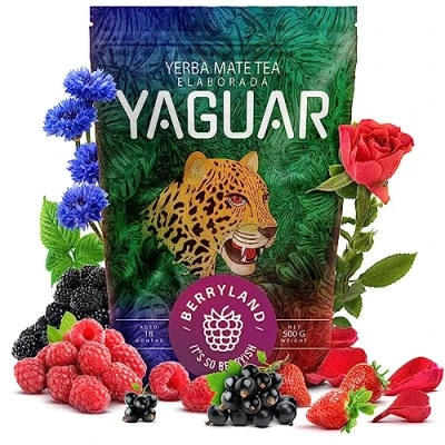 Abbildung von Yaguar Berryland 0,5kg Mate Tee mit Früchten Natürliche Anregung Erdbeere, Himbeere, Johannisbeere aus Brasilien 500g