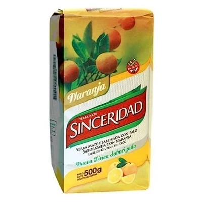 Abbildung von Argentinien Yerba Mate Tee Sinceridad Naranja 500g mit Orange aroma loose leaf 0,5kg