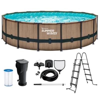 Abbildung von SummerWaves Framepool &quot;Elite&quot;, (Set, 6 tlg.), ØxH: 488x122 cm, Teak Optik