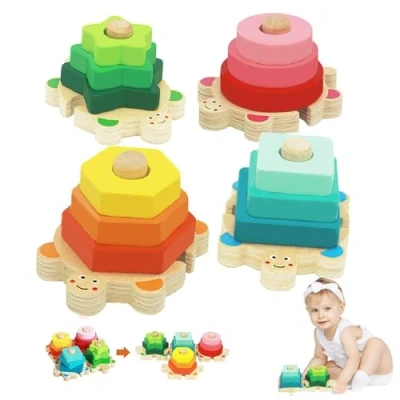 Abbildung von Goorder Holzspielzeug Sortierspielzeug ab 1 Jahr, Steckpuzzle Holz Montessori Spielzeug für Baby, Motorik Lernspielzeug, Farben und Formen Sortierspiel, Geschenk Kinder 2 3 Jahre