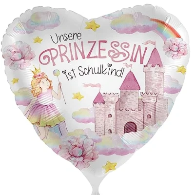 Abbildung von Folienballon Schulkind Prinzessin Luftballon Schulanfang Geschenk Mädchen zur Einschulung Ballon Schulbeginn Schulstart Helium geeignet