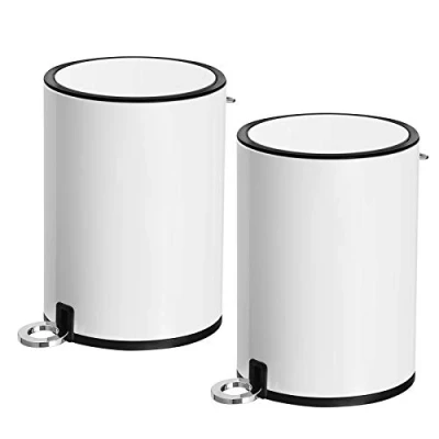 Abbildung von SONGMICS Kosmetikeimer, 3 Liter, Mülleimer Bad, kleiner Abfalleimer mit Deckel, Softclose, herausnehmbarer Inneneimer aus Kunststoff, für Badezimmer, Büro, Stahl, wolkenweiß LTB11WT