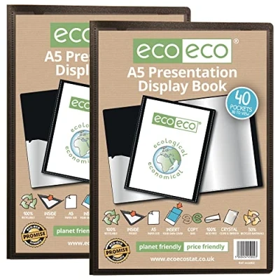 Abbildung von eco Eco002 x 2 Präsentationsbuch, A5 Format, 50% recycelt, 40 Taschen, Schwarz, Stück