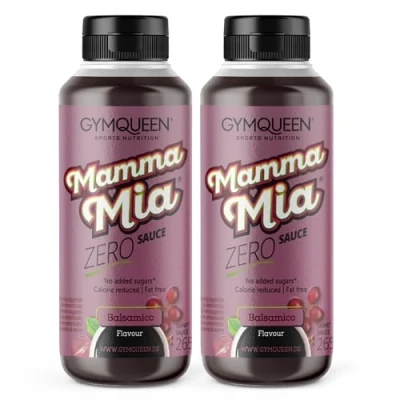 Abbildung von GymQueen Mamma Mia Zero Sauce 2x265ml, kalorienarm, ohne Fett &amp; Zucker, zum Verfeinern von Gerichten oder als Salat Dressing, vegetarisch und laktosefrei, Balsamico