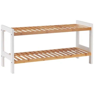 Abbildung von HAKU Möbel Schuhregal Natur, weiß, Bambus, MDF Maße: B 70 cm x H 34 T 26 cm, Style: Scandinavian