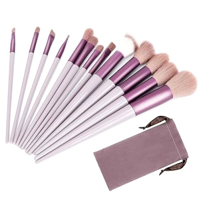 Abbildung von Pinselset makeup, 13 pieces Foundation Cosmetic Makeup Brush Set, Kommt mit Plüsch Aufbewahrungstasche, Eyebrow Brush/Makeup Brush/Eyeliner for Eyeshadow/Eyebrow Eyeliner/Blending/Concealer