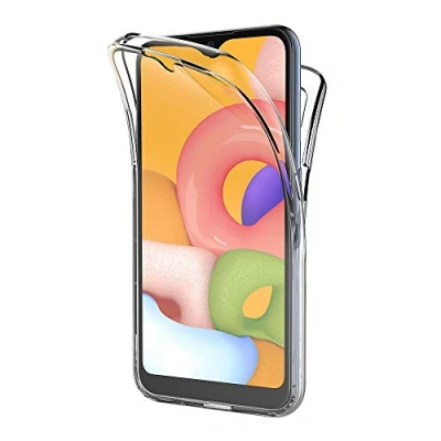 Abbildung von AICEK Hülle Compatible Samsung Galaxy A01 360Full Body Transparent Silikon Schutzhülle für Case Durchsichtige TPU Bumper Handyhülle (5,7 Zoll)