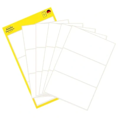 Abbildung von AVERY Zweckform 3081 Haushaltsetiketten selbstklebend (76x39 mm, 18 Aufkleber auf 6 Bogen, Vielzweck Etiketten für Haushalt, Schule und Büro zum Beschriften Kennzeichnen) blanko, weiß