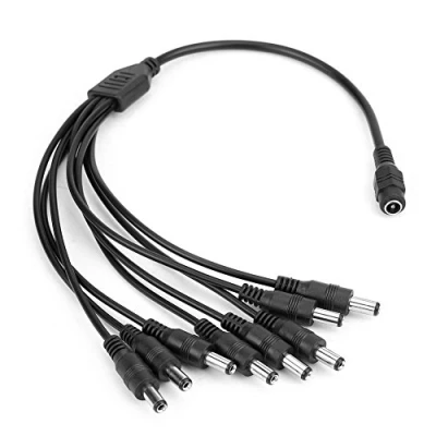 Abbildung von Kamera Kabel Splitter, DC, 1 Buchse auf 8 Stecker, Splitterkabel, 5,5 x 2,1 mm, Y Adapter für CCTV Sicherheitskameras und LED Lichtstreifen