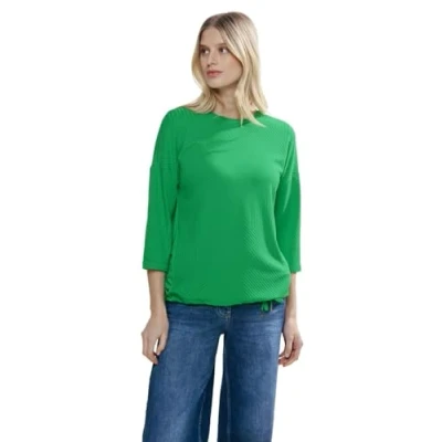 Abbildung von Cecil Struktur MIX Langarmshirt, Damen, Größe: XS, Grün