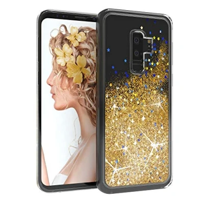 Abbildung von EAZY CASE Hülle kompatibel mit Samsung Galaxy S9 Plus Schutzhülle Flüssig Glitzer, Handyhülle, Schutzhülle, Back Cover Glitter Flüssigkeit, aus TPU/Silikon, Transparent/Durchsichtig, Gold