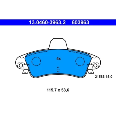 Abbildung von ATE 13.0460 3963.2 Bremsbelagsatz exkl. Verschleißwarnkontakt FORD: MONDEO 2 Kombi, Cougar Coupe,
