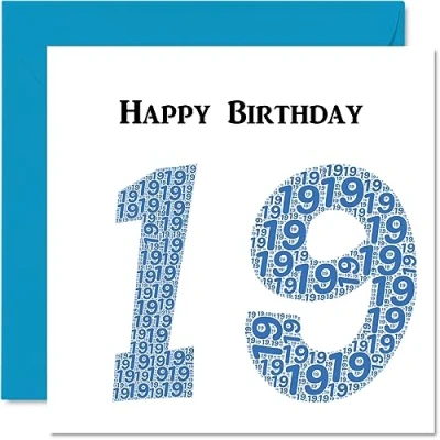 Abbildung von Lustige Geburtstagskarte zum 19. Geburtstag für Männer Shapecloud Happy Birthday Karte Sohn, Tochter, Bruder, Schwester, Enkel, Enkelin, Nichte, Neffe, Cousin, 145 mm x Grußkarten,