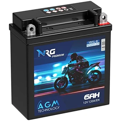 Abbildung von NRG Premium YB5L B AGM Motorradbatterie 6Ah 12V 120A/EN Batterie 50512 CB5L 12N5.5 3B auslaufsicher wartungsfrei ersetzt 5Ah 4Ah