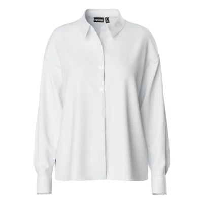 Abbildung von Pieces Pcfranan Hemdbluse, Damen, Größe: Small, Bright white