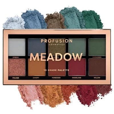 Abbildung von Profusion Cosmetics Lidschatten Palette mit 10 Farbtönen hochpigmentierte Multi Finish Farben, vegan und tierversuchsfrei, kreieren Sie atemberaubende Looks unterwegs reisefreundliches