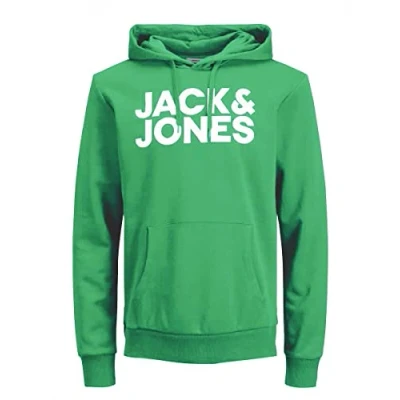 Abbildung von JACK &amp; JONES Herren JJECORP Logo Sweat Hood, Island Green/Large Print/W Wh, XL