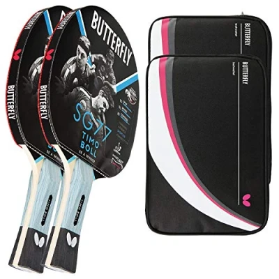 Abbildung von Butterfly 2x Timo Boll SG77 Tischtennisschläger + Hülle Drive Case II