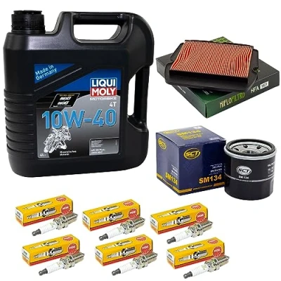 Abbildung von Wartungspaket Öl 4 Liter + Luftfilter Ölfilter Zündkerzen für Hon da GL 1800 GL1800 Goldwing SC47 SC68 Bj 2001 2016