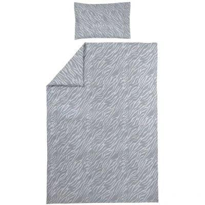 Abbildung von Meyco Home Zebra Bettwäsche für 1 Person (Baumwolle, atmungsaktives Material, einfache Pflege, praktischer Einschlagstreifen, Maße: 140 x 200/220 cm), Grau