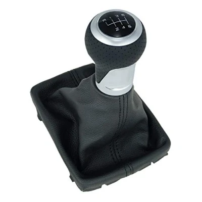 Abbildung von L&amp;P A258 6 Leder Schalthebel Schaltsack Schaltmanschette Schwarz Schaltknauf perforiert Gang 12mm kompatibel mit Audi A4 B8 A5 8T Q5 8R Knauf Schaltknopf Plug Play Ersatzteil für 8K0863278
