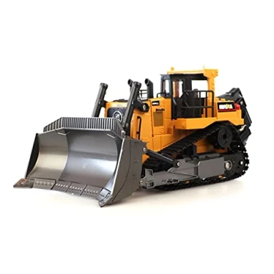 Abbildung von Amewi 22518 RC Planierraupe 1:24 Scale, ferngesteuert, 2,4GHz, RTR inkl. Fernsteuerung, Akku und Ladegerät, gelb
