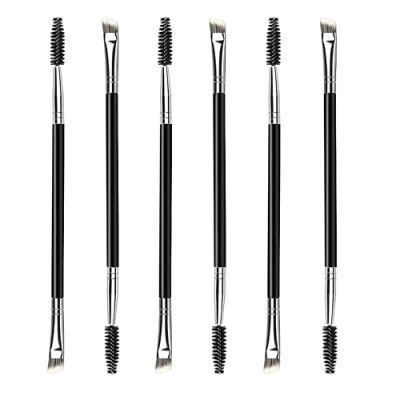Abbildung von 6 Stück Augenbrauen Pinsel Dual Endete, Abgewinkelte Bürste und Spoolie Mini Wimpernbürste, Augenbrauenpinsel Wimpernbürstchen, Für Gestaltung, Hinzufügen von Pulver, Farbe Gel