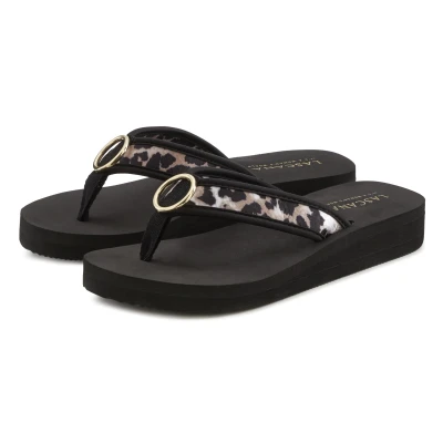 Abbildung von Lascana Zehentrenner Zehentrenner, Damen, Größe: 37, Schwarz leo Schuhe