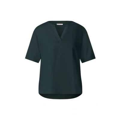Abbildung von STREET ONE Damen A345525 Bluse in Unifarbe, Hunter Green, 36