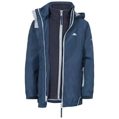 Abbildung von Trespass Rockcliff, Navy, 2/3, Wasserdichte 3 in 1 Jacke mit Kapuze, herausnehmbare Innenjacke aus Fleece für Kinder / Unisex Mädchen und Jungen, 2 Jahre, Blau