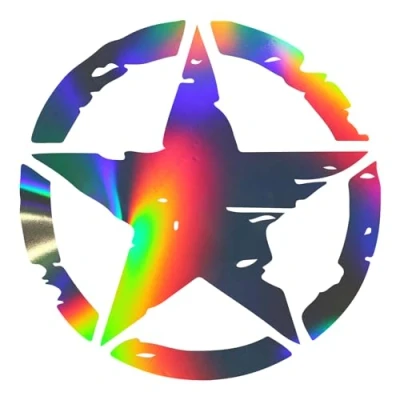 Abbildung von Finest Folia 2er Set Autoaufkleber Army Stern Sticker Folie für Auto Motorrad Anhänger Aufkleber US Star Motiv 3 selbstklebend wetterfest Kfz Zubehör (Hologramm, 20cm K169)