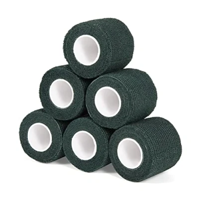 Abbildung von Haftbandage Verband Selbstklebender 5cm x 4,5m, 6 Rollen Fixierbinde Selbsthaftend Kohäsive Bandage für Erste Hilfe Dog Tierarztwickelband Sport Elastische Binde Handgelenk, Füße (Dunkelgrün)