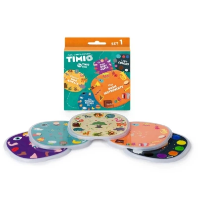 Abbildung von TIMIO Disc Set # 1: 5 Audio Discs for The Player Learn Colours, Wild Animals, Music Instruments, 96 Nursery Rhymes Vol. 1, Body Parts 8 Languages Included Learning Toy from 2 6 Years