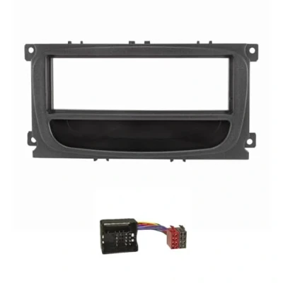 Abbildung von tomzz Audio 2415 047 Radioblende Set kompatibel mit Ford Focus 2 Mondeo S Max C Galaxy Kuga schwarz Ablagefach Quadlockadapter ISO