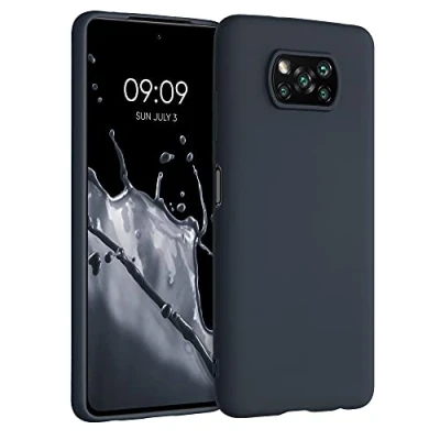 Abbildung von kwmobile Hülle kompatibel mit Xiaomi Poco X3 NFC/Poco Pro weiches TPU Silikon Case Cover geeignet für kabelloses Laden Heidelbeerblau