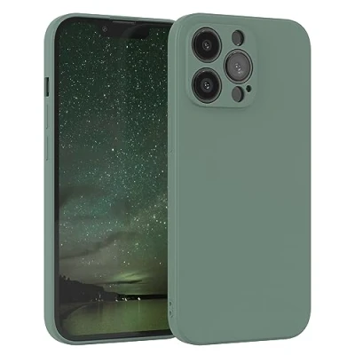 Abbildung von EAZY Case Silikonhülle für iPhone 13 Pro Hülle Silikon Grün weich stoßfeste Handyhülle Schutzhülle mit Kameraschutz Dünn Premium Schutz Cover TPU Phone Bumper in Dunkelgrün