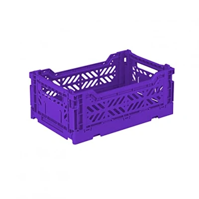 Abbildung von Ay Kasa Klappkiste, stabile Faltkiste aus Kunststoff, stapelbar, Violet, Mini (27x17x11cm)