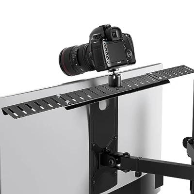 Abbildung von HumanCentric DSLR Monitor Mount Shelf for Desk Camera Mount, Light Webcam and Microphone VESA Arm, Replace Clamp Tripods Extra Large