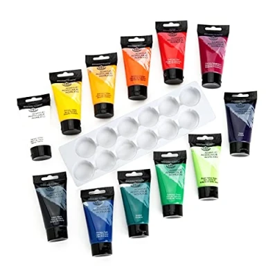 Abbildung von Royal Langnickel &amp; Acrylfarbe, 75 ml, 12 Stück, ACR75 12, Schwarz/Blau/Grün/Rot/Violett/Weiß/Gelb, 0.5 Liters